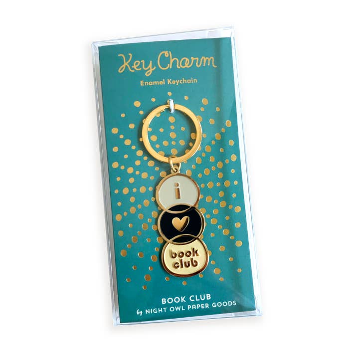 Night Owl Paper Goods - Wholesale Keychain - Women's - Book Club Enamel Keychain - Black1