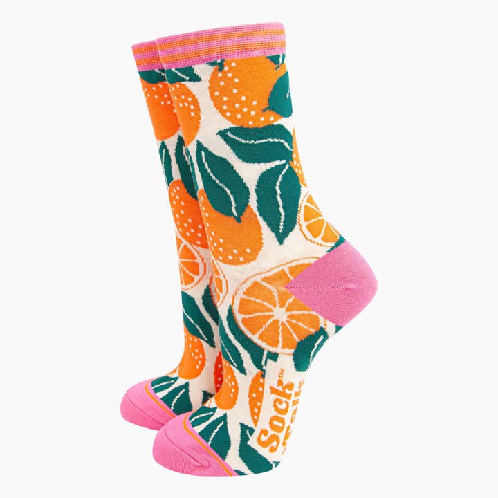 Women's Bamboo Socks - Cream, Orange Tree for wholesale by Sock Talk
