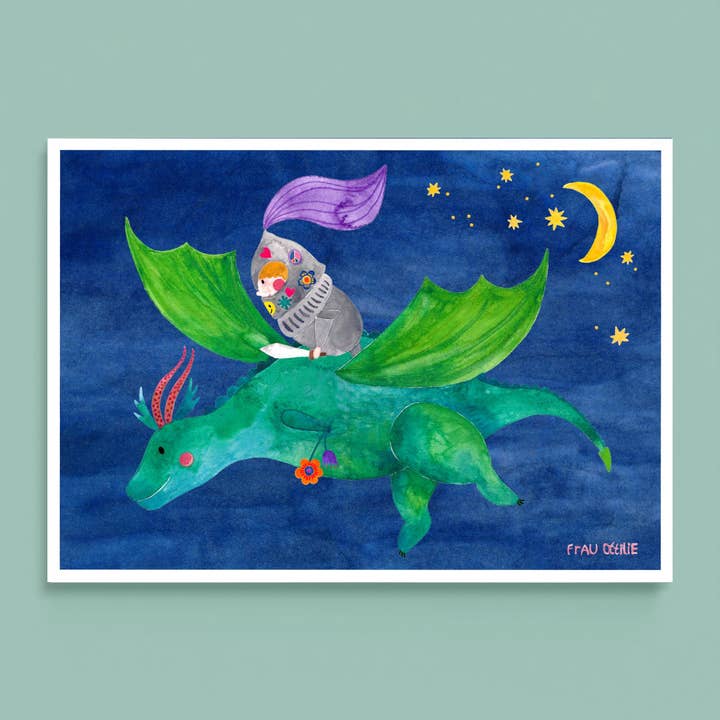 Print A4 *Dragon with Knight* (PU=3) for wholesale by Frau Ottilie