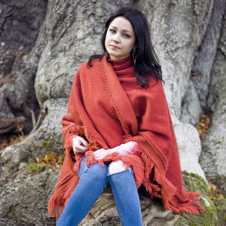 ECUALAMA – wholesale Poncho - Dam – Baby Alpacka ull Poncho Handvävda Cape Wrap Sjal Frans Alla