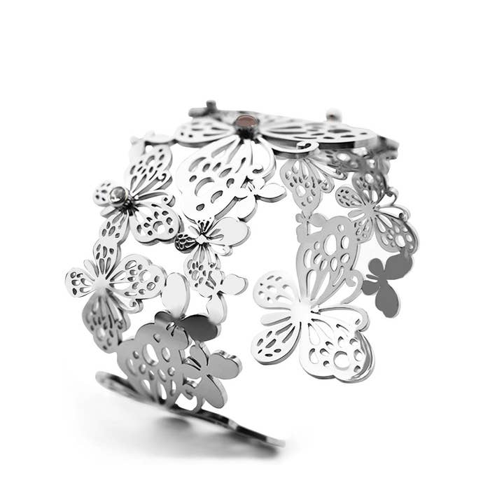 AMORINO SRL - Wholesale Cuff Bracelet - ADJUSTABLE SEMI-RIGID BUTTERFLY BRACELET - WF24116A105