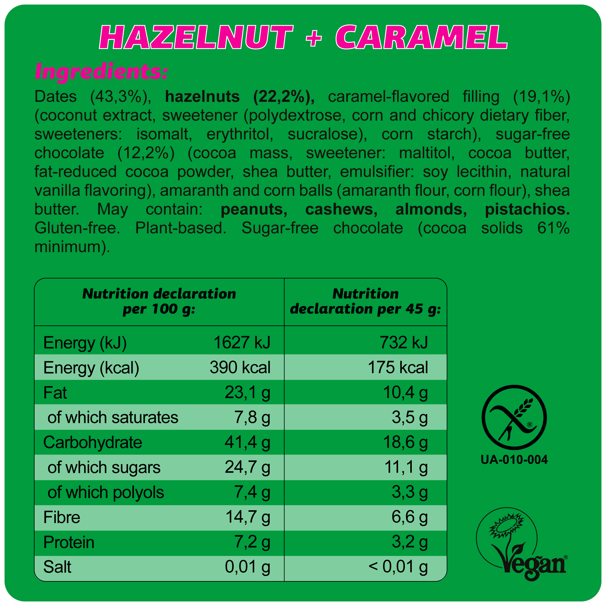 FIZI - Wholesale Snack Bar - GUILTY PLEASURE "HAZELNUT + CARAMEL" 10x45G3