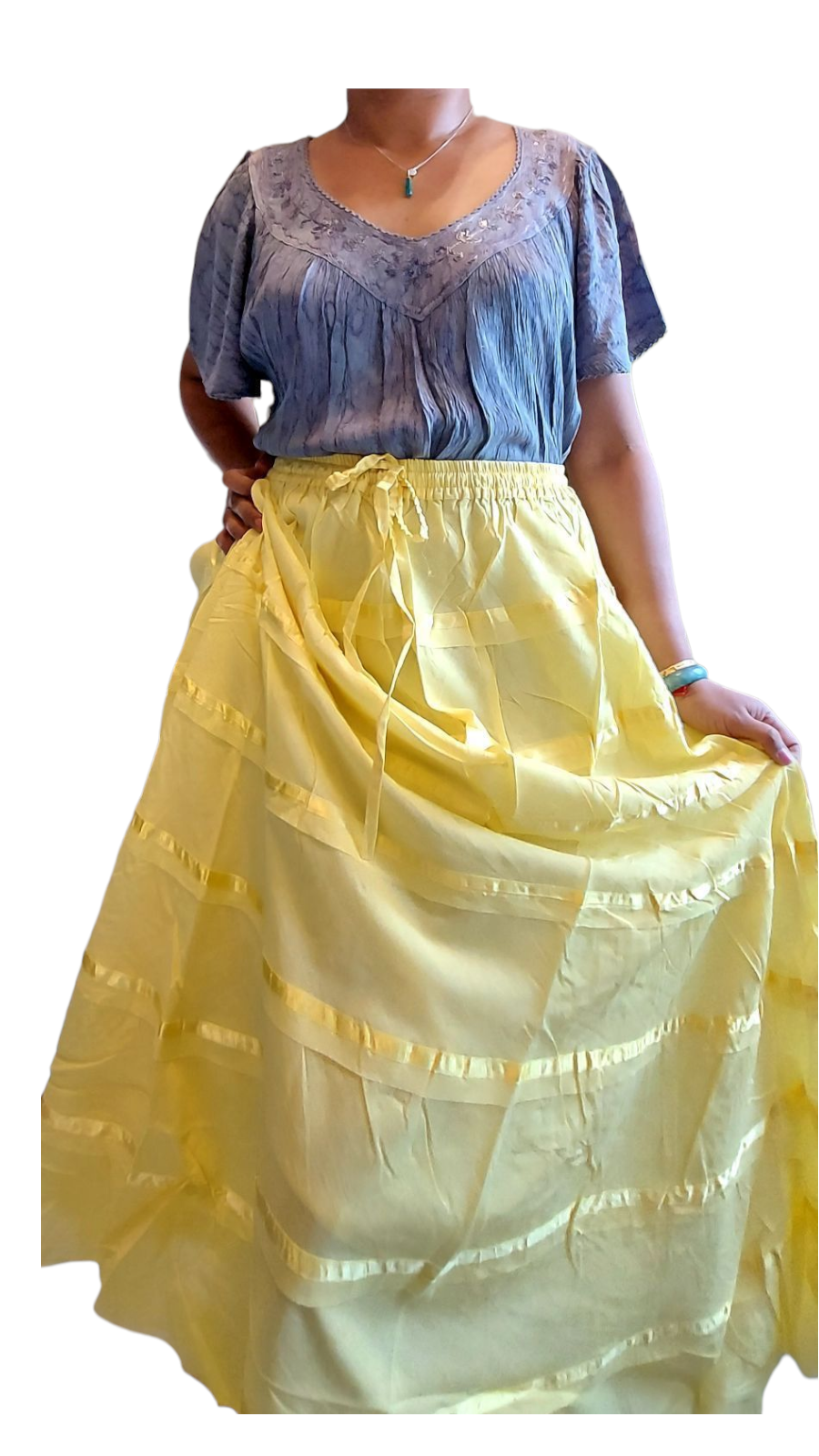 India Batik - Wholesale Skirt - Women's - Long Tiered Cootton Skirt3