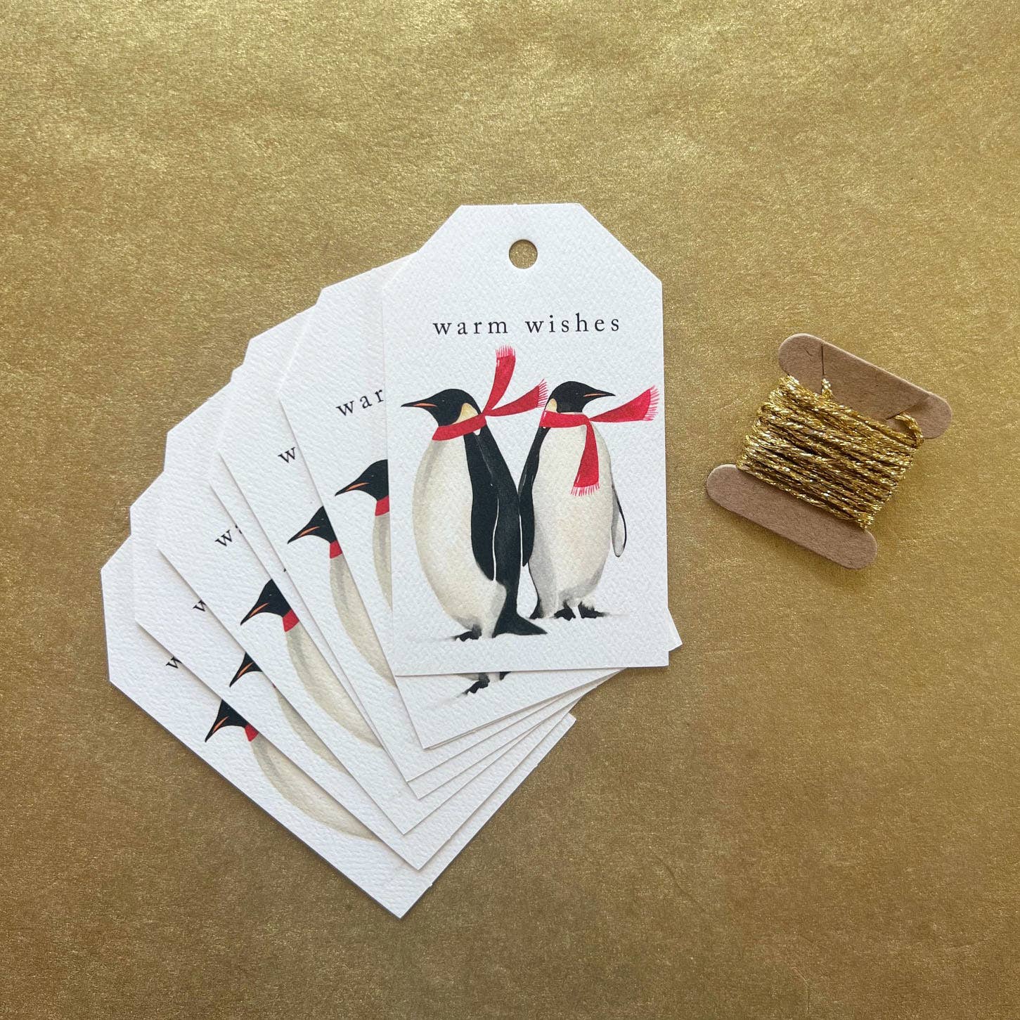 Abigail Jayne Design - Wholesale Gift Tag - Penguins Holiday Gift Tags - Boxed Set of 8 with string1