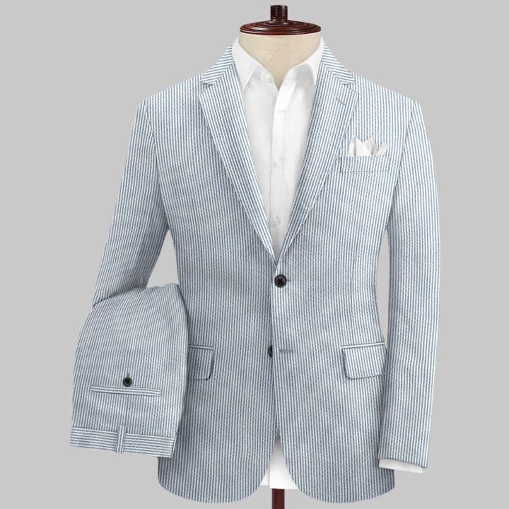 Ferrecci - Wholesale Suit Set - Men's - Ferrecci - Men's Slim Fit Two Button Seersucker Suit14