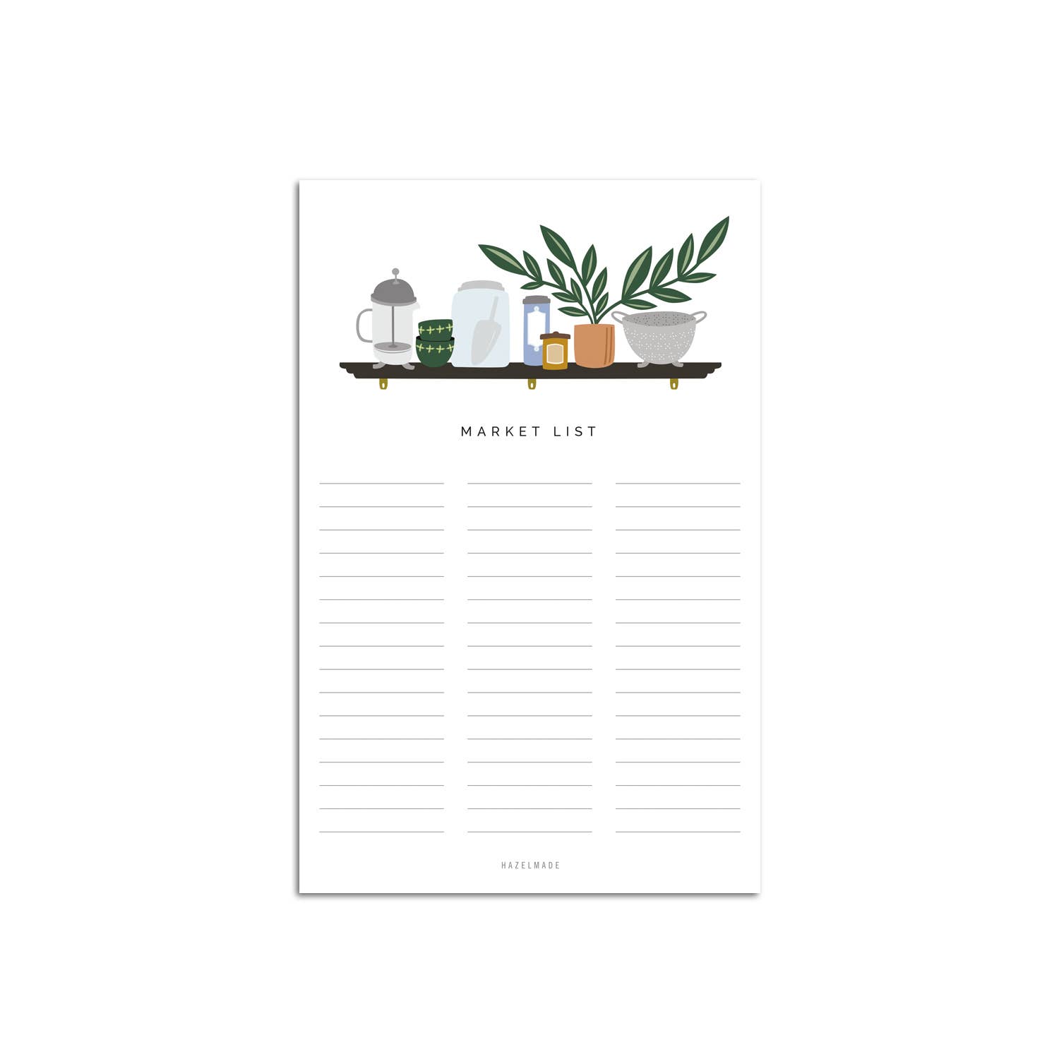 HAZELMADE® Tea Towels + Gifts - Wholesale Notepad - "Market List" Kitchen Shelf Notepad / Large / 5.5" x 8.5"3