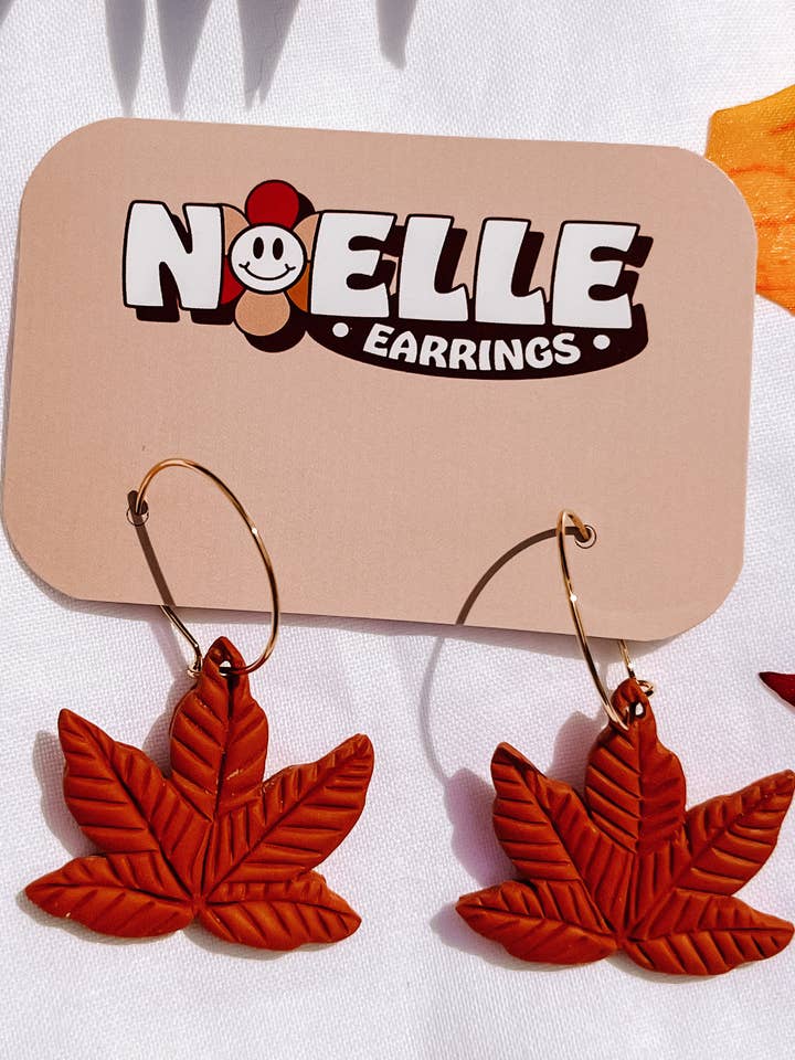 Maple Leaf Hoops for wholesale by Noelle Earrings