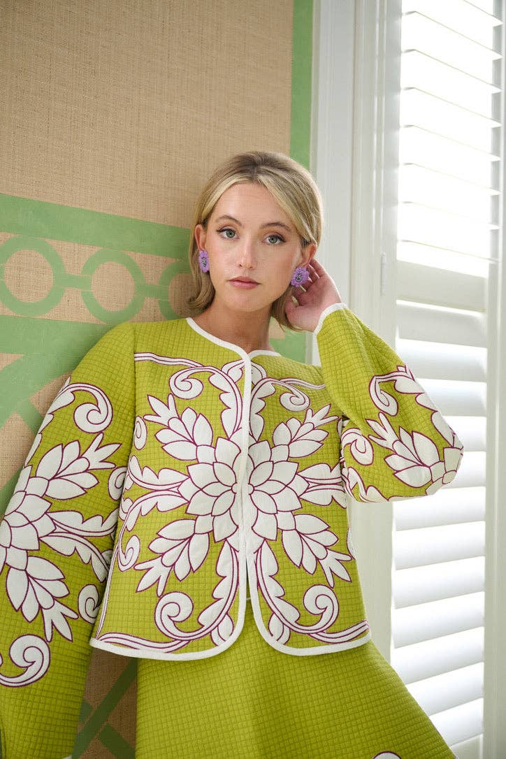 Brooks Avenue - Wholesale Jacket - Women's - Mimi Quilted Jacket - Pear Trapunto1