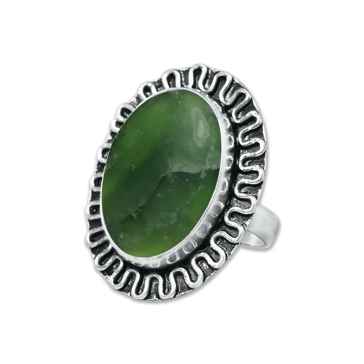 Handmade Jewels - Wholesale Cocktail/Statement Ring - Nephrite Jade Rings – Handmade, Silver-Plated, Bohemian (Made To Order)20