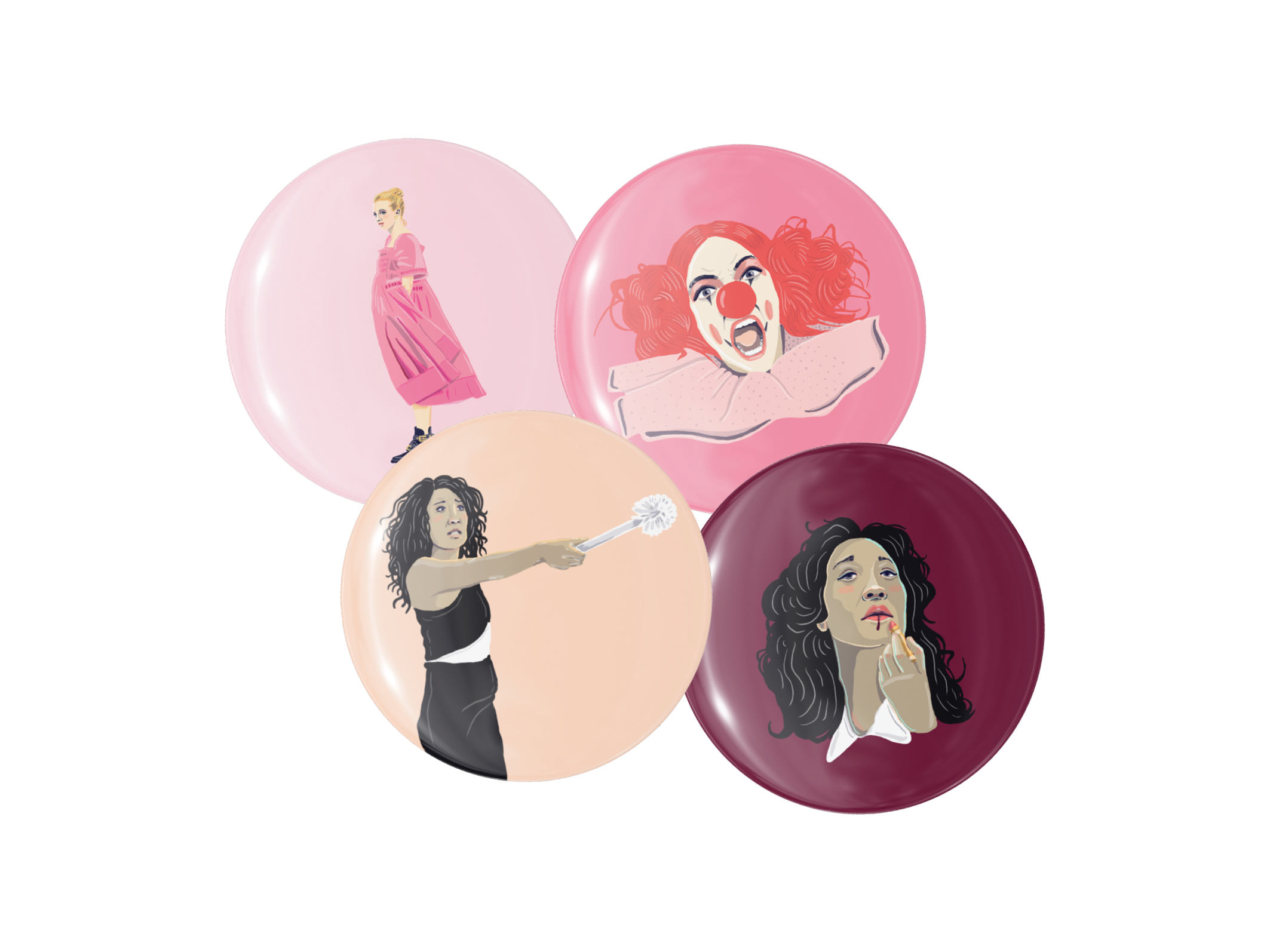 Amy Blue Illustration - Wholesale Lapel pin/button - Killing Eve Badge Pack1