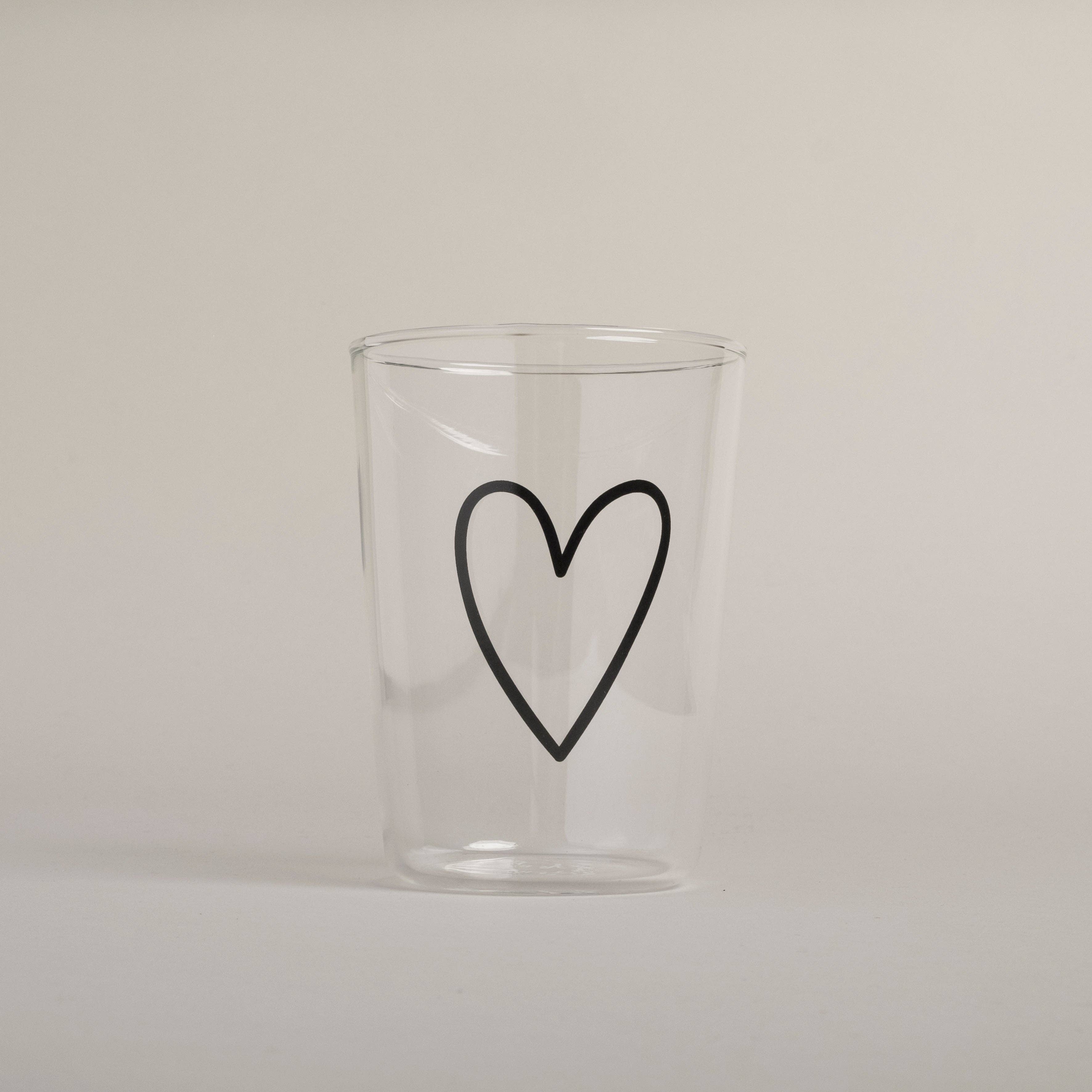 Eulenschnitt - Wholesale Drinking Glass/Cup - Black heart drinking glass (VE = 6 pcs)5