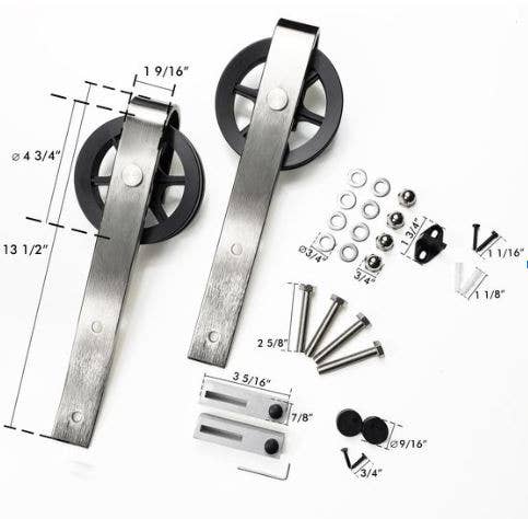 Homacer INC - Wholesale Knob/Pull - Brushed Nickel Black Wheel Roller Set (1 pair)1