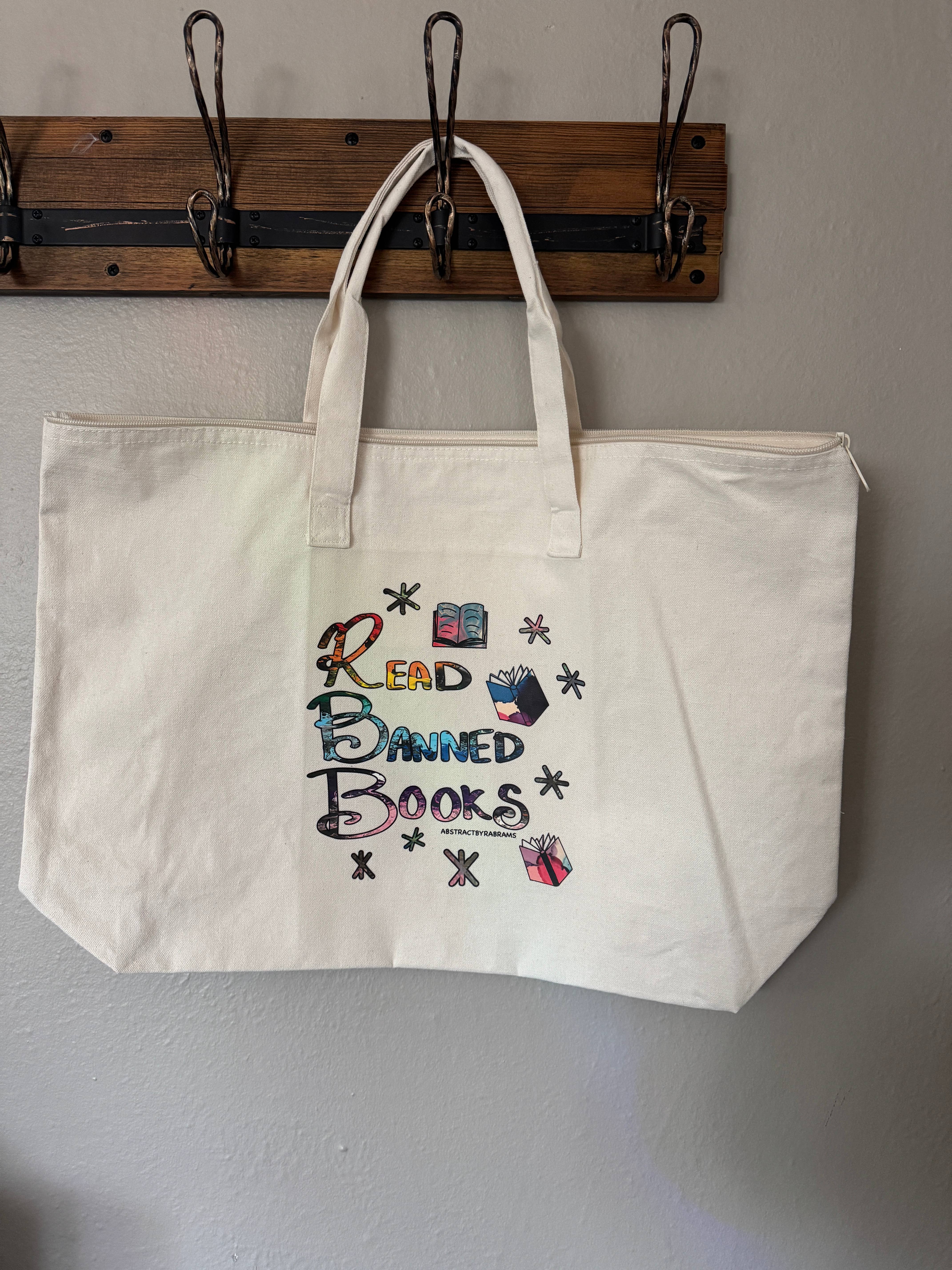 AbstractbyRabrams - Wholesale Tote Bag - Unisex - Read Banned Books Tote Bag XL Tote Bag with Zipper0