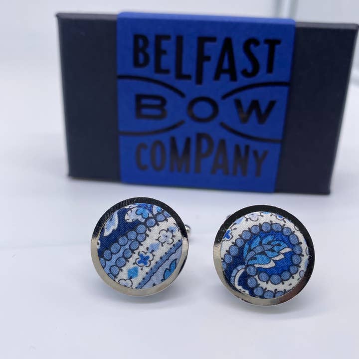 Liberty of London Cufflinks in Navy Paisley for wholesale by Belfast Bow Company