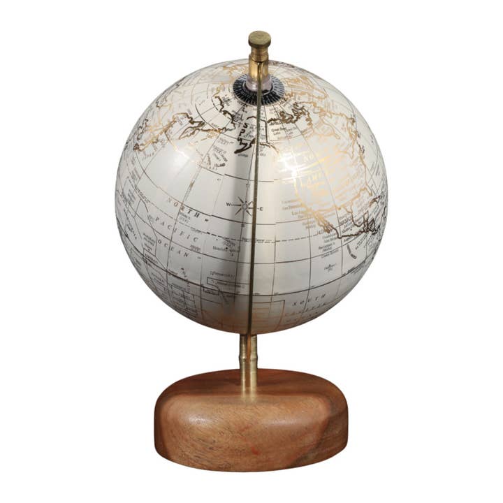 Sagebrook Home - Wholesale Desk Globe - Resin Wood Base Globe Sculpture - Natural, 10 in.8