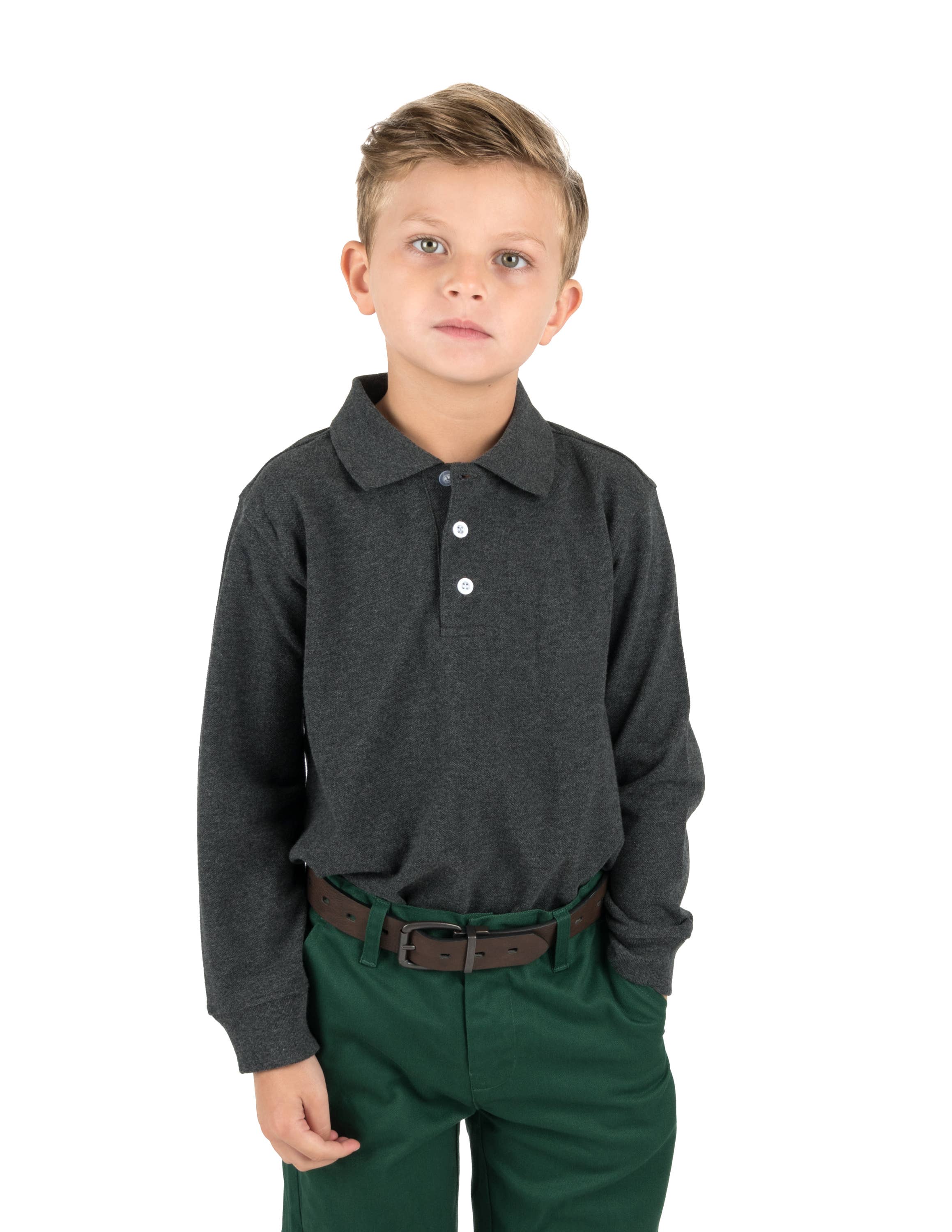 Leveret Pajamas – wholesale T-shirt – Kids – Kids Boys Long Sleeve Cotton Polo Shirt10