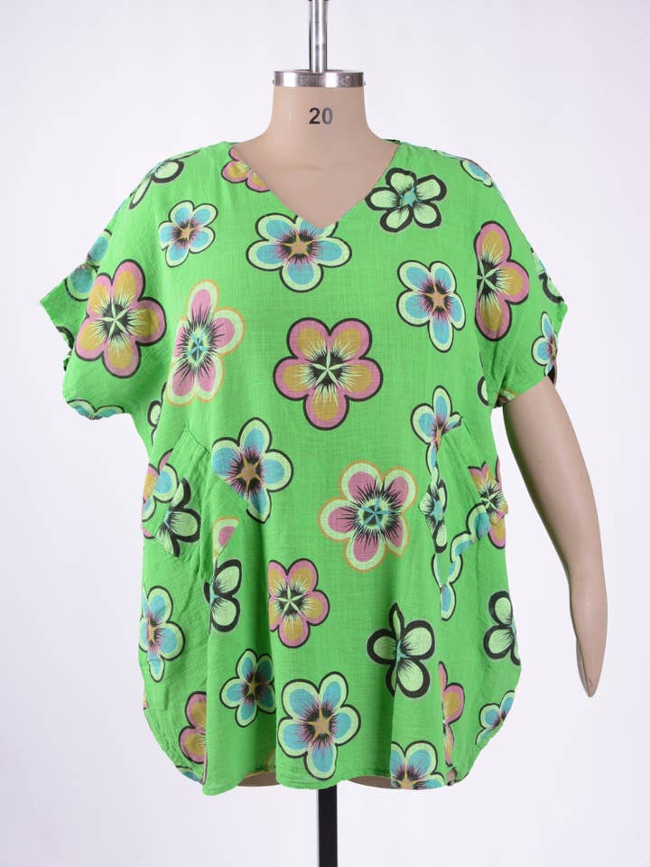 Lightweight Cotton Flower Print Tunic - 10162 for wholesale by Jeld Wholesale