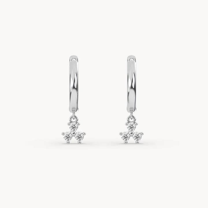OISHI DIAMONDS - Wholesale Huggie Earrings - Radiant 0.21Ct Diamond Drop Earrings, Elegant 14k Gold 1