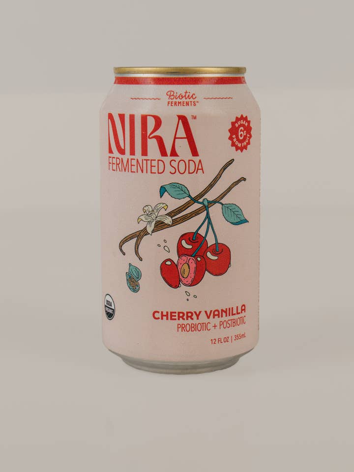 Cherry Vanilla Nira Fermented Soda for wholesale by Biotic Ferments