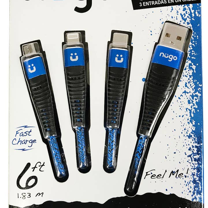 iTech361 – wholesale Laddningskabel – Snabbladdande flätad kabel 1,83 m (6 ft) all-in-one2