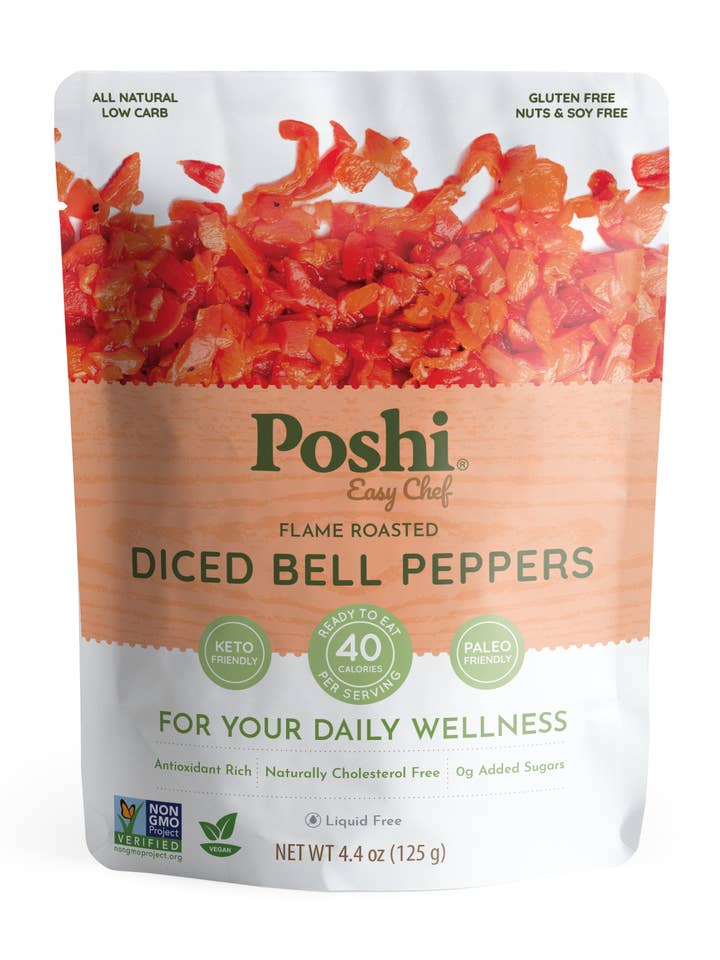 POSHI - Diced Red Peppers in Extra Virgin Olive Oil 4.4oz/10 for wholesale by POSHI