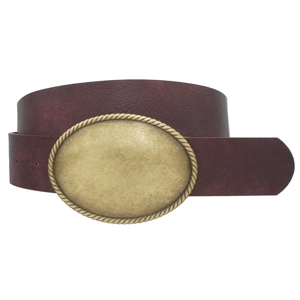 anbfashion - Wholesale Belt - Women's - Rope Trimmed Simple Oval Buckle Belt IW-36008AGO5