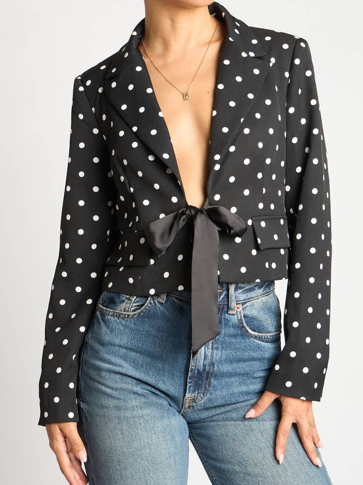 POLKA DOT JACKET WITH SATIN TIE for wholesale by Sans Souci