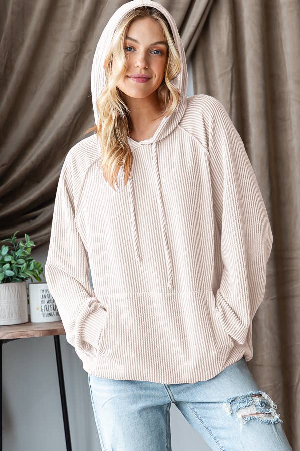 HEIMISH – wholesale Hoodie - Dam – ET7665-14 LÅNGPUFFÄRMAD MASSIV URBAN RIBBAD HUVTRÖJA18