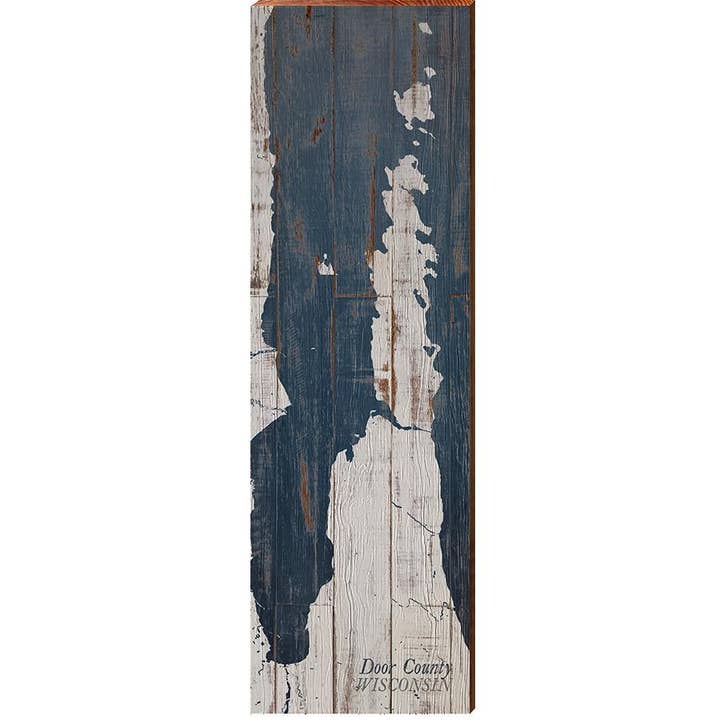 Carte Shabby de Door County, Wisconsin, décoration d'intérieur, impression artistique sur bois véritable pour la vente par Mill Wood Art