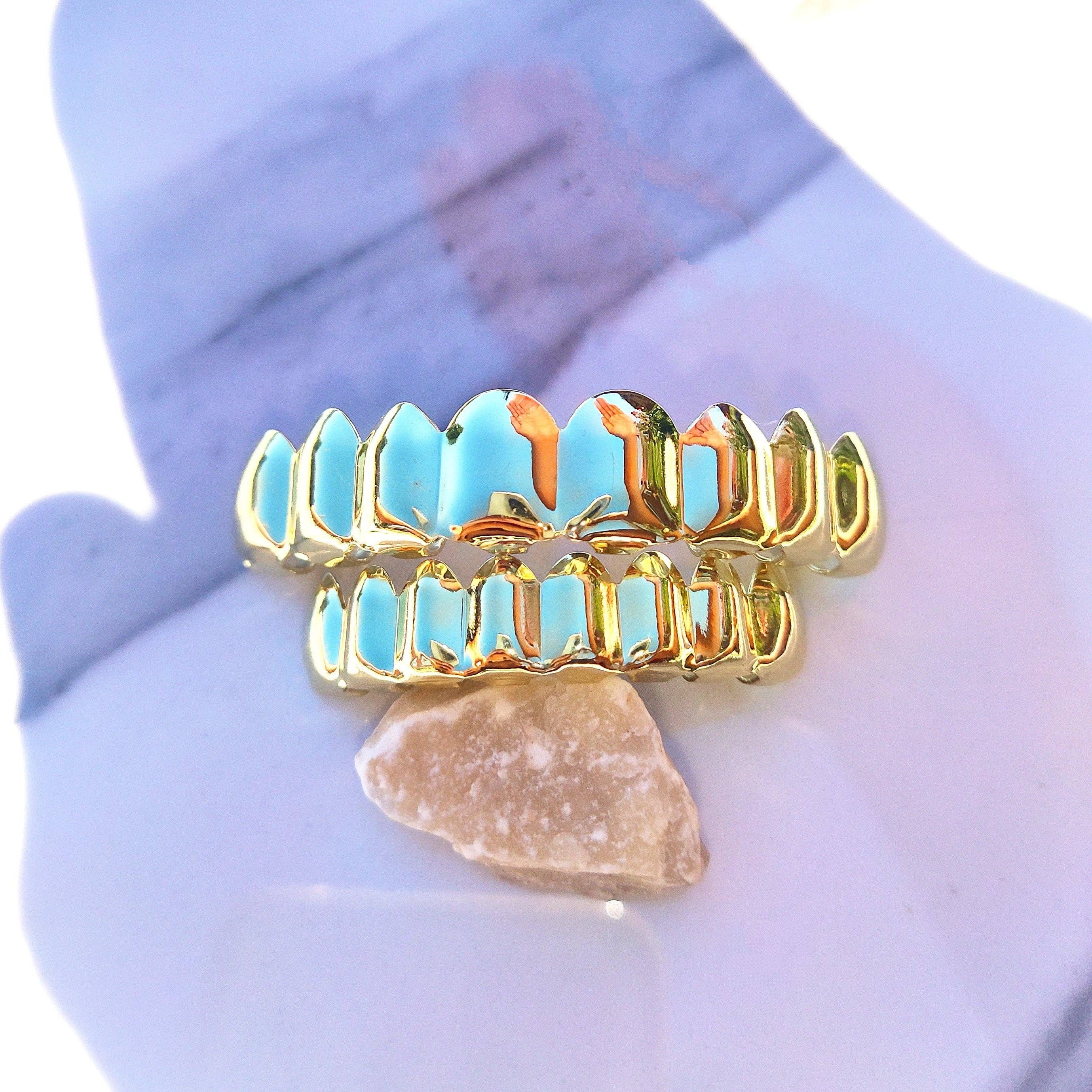 GB Jewelry – Joias - Homem por atacado – Grillz folheados a ouro 18K para 8 dentes superiores ou 8 inferiores0