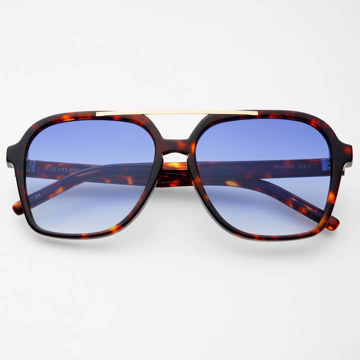 Tortoise Blue Spencer Unisex Aviator Sunglasses for wholesale on Faire0
