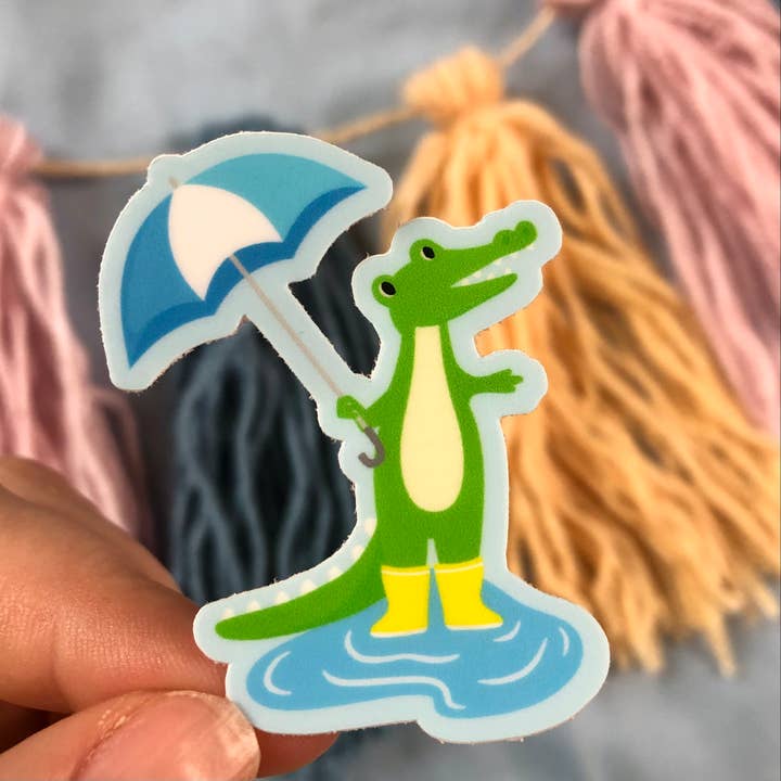 Rainy Day Alligator Vinylaufkleber, spülmaschinenfest, 5,1 cm für den Großhandel von Earth Curious Art Co