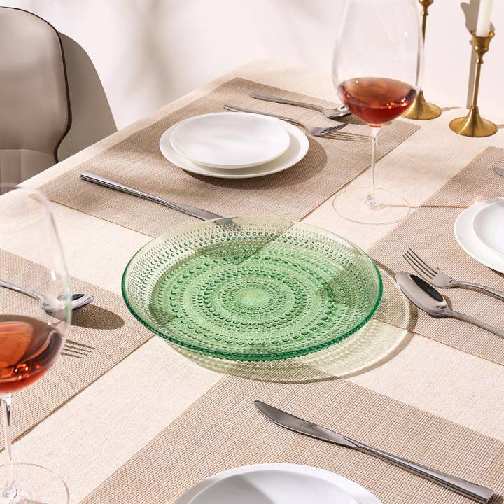 The Wine Savant / Khen Glassware - Wholesale Dinner plate - Glass Hobnail Dinner or Charger Plates | Set of 4 | Green4