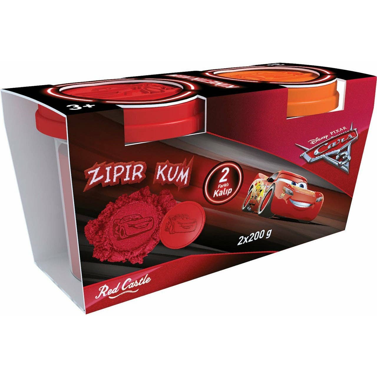 Sandlegetøj.dk - Wholesale Putty/Slime - Kids - Kinetisk Sand - Disney Biler - Rød & Orange (2 x 200g)0