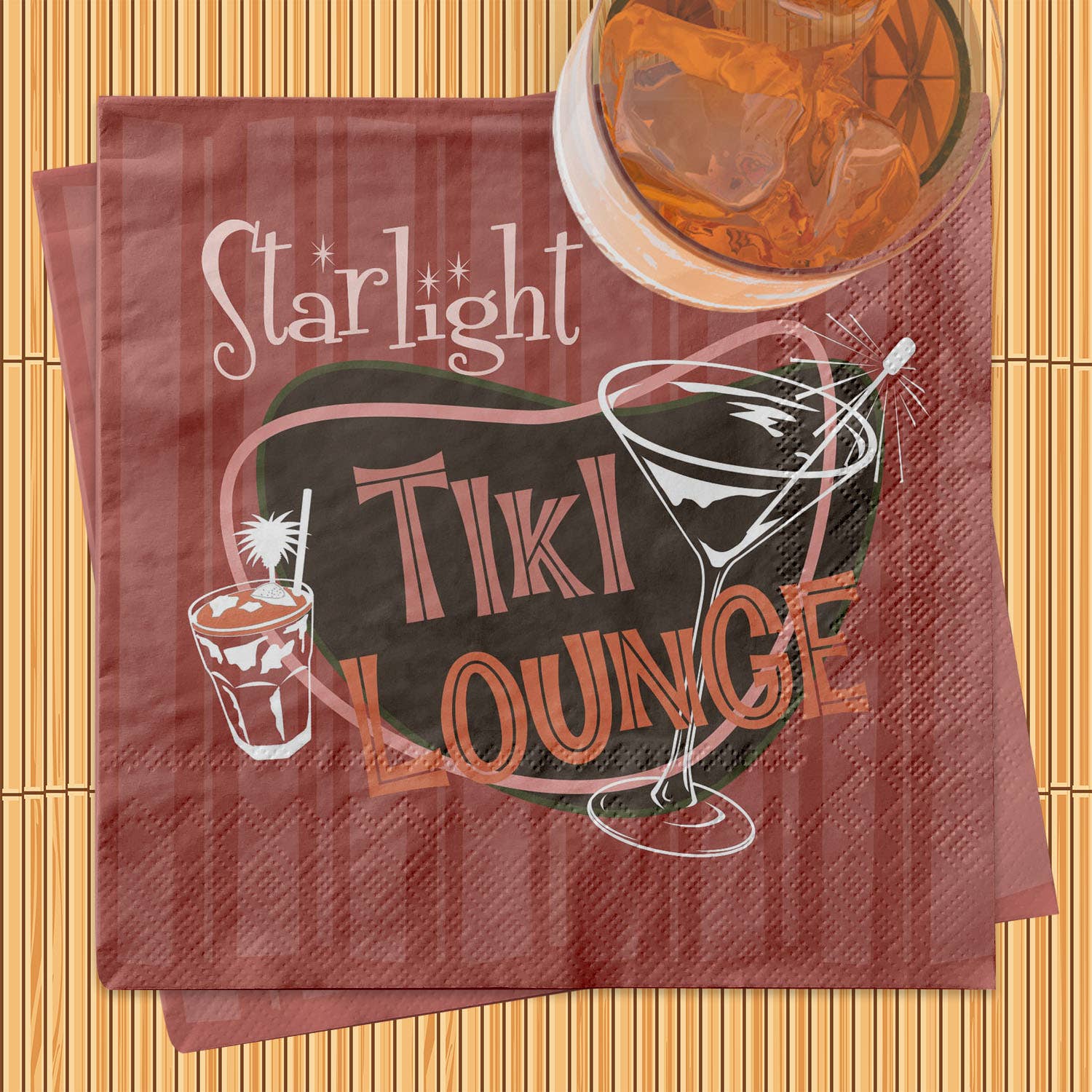 Mod Lounge Paper Company - Wholesale Disposable Napkin - Starlight Tiki Lounge Cocktail Beverage Napkin3