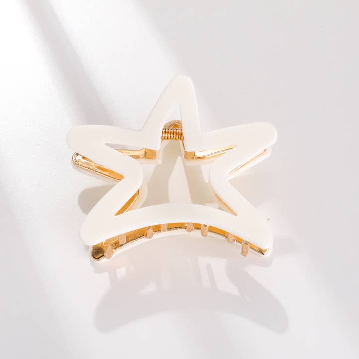 Adorro - Wholesale Hair Clip - Women's - Americana Star Medium | Medium Metal Star Claw Clip