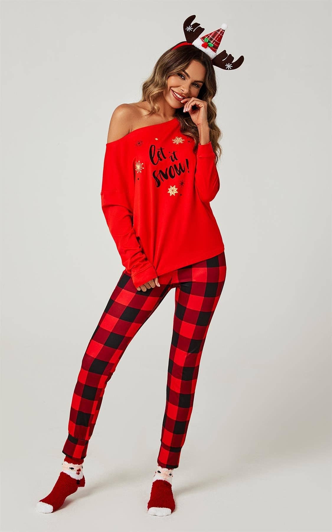 Christmas Long Sleeve SweatShirt Top Trousers Co Ord In Red for wholesale on Faire2