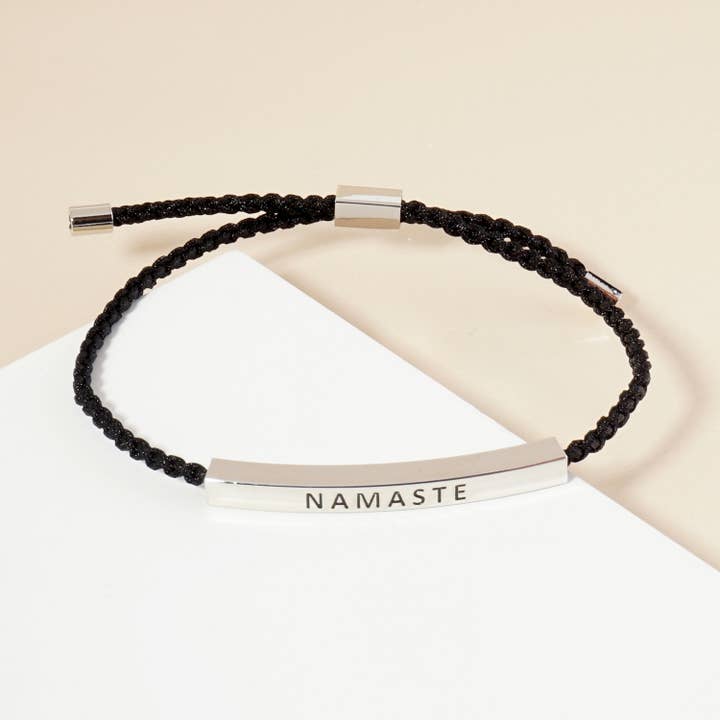 OHBOOBA DESIGN - Vente Bracelet de perles - Bracelet à barres tubulaires « Namaste » avec messages inspirants2