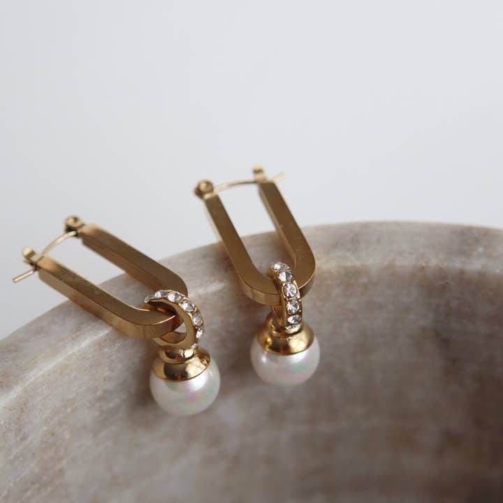 JESSA Jewelry - Wholesale Hoop Earrings - Liliana Hoops | Pearl Drop Hoops