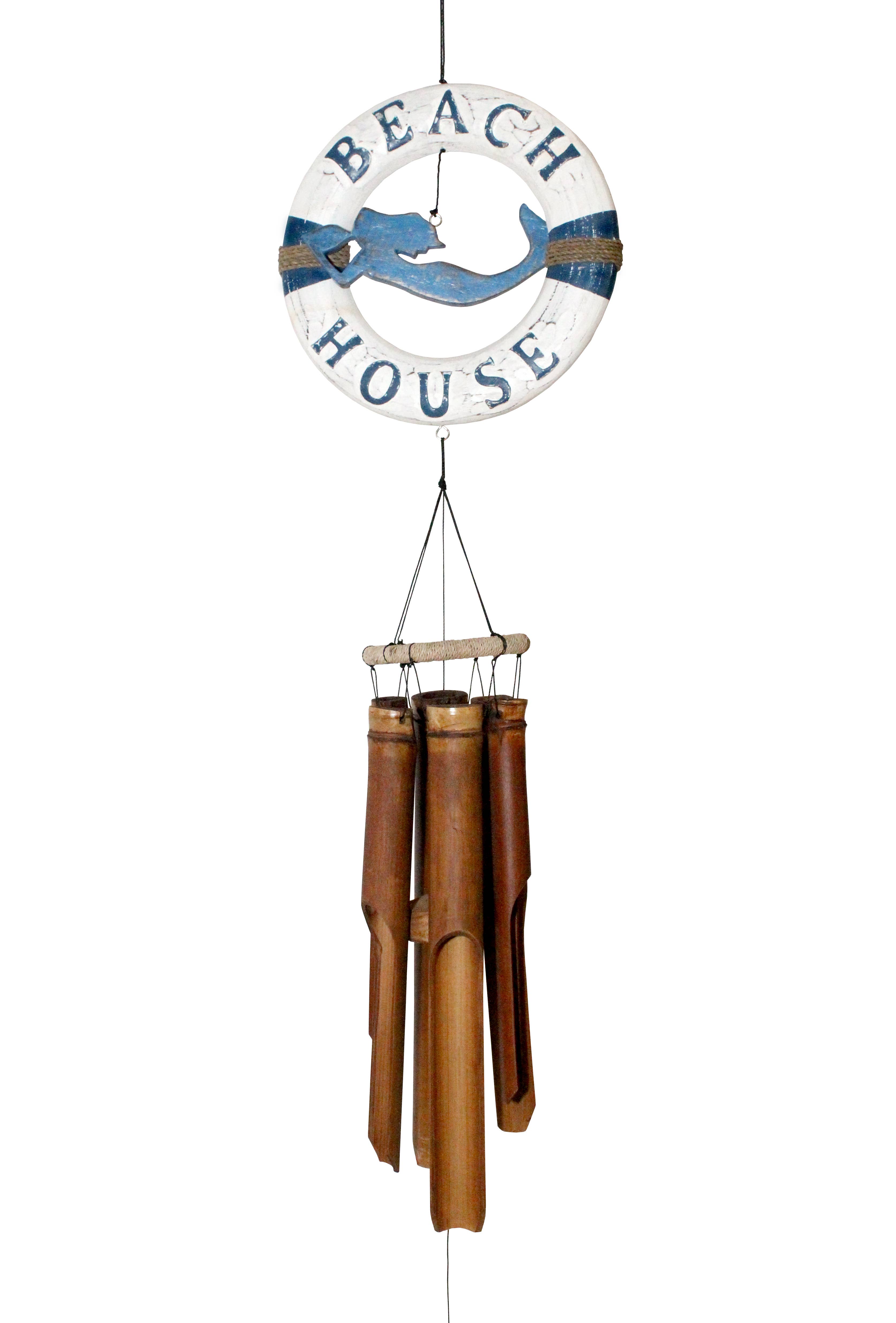 Cohasset Gifts - Wholesale Wind Chime - Blue & White Life Ring Mermaid Wind Chime0