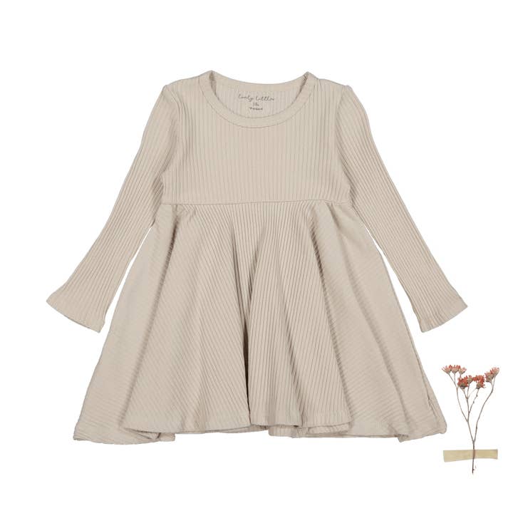 The Long Sleeve Jurk - Zand voor wholesale door Lovely Littles