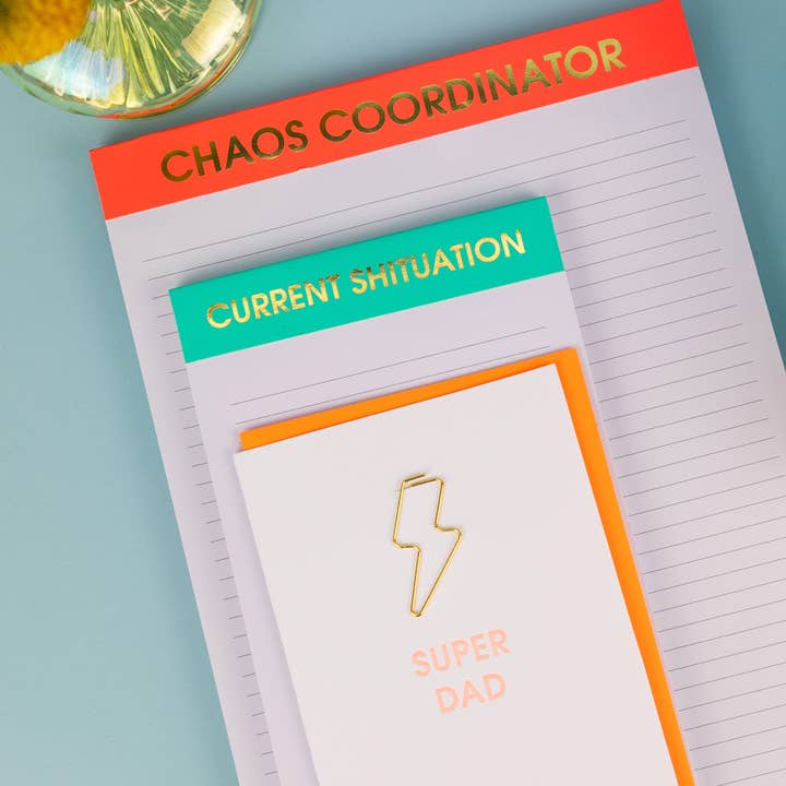 Chez Gagné - Wholesale Notepad - Chaos Coordinator - Large Memo Lined Notepad - Neon Orange - 65 perforated pages - 10x84