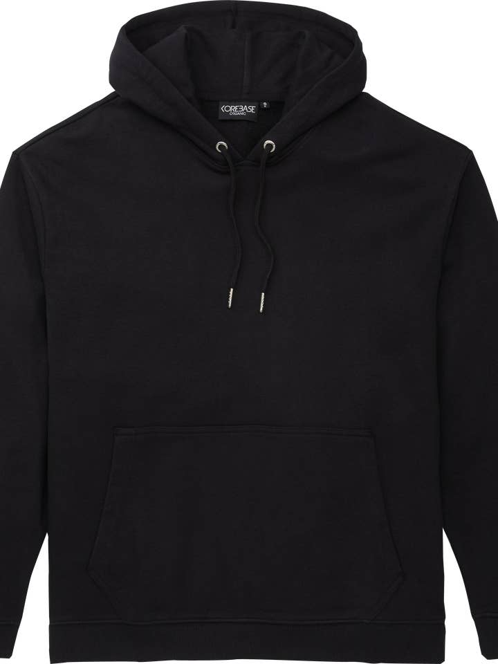 COREBASE ekologisk unisex hoodie i djup svart för wholesale av COREBASE