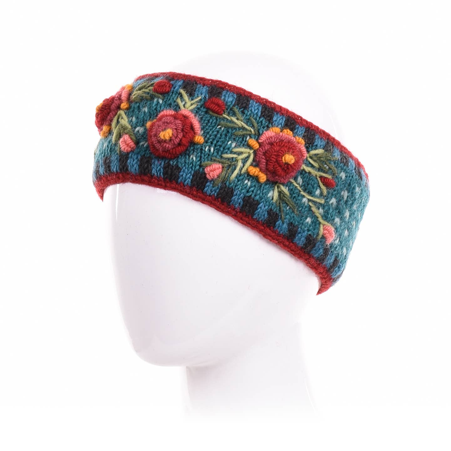 Lost Horizons Knitwear – Ships from USA - Wholesale Fashion Headband - Women's - Aubrey Headband - Hand Knit Wool Floral Embroidery8