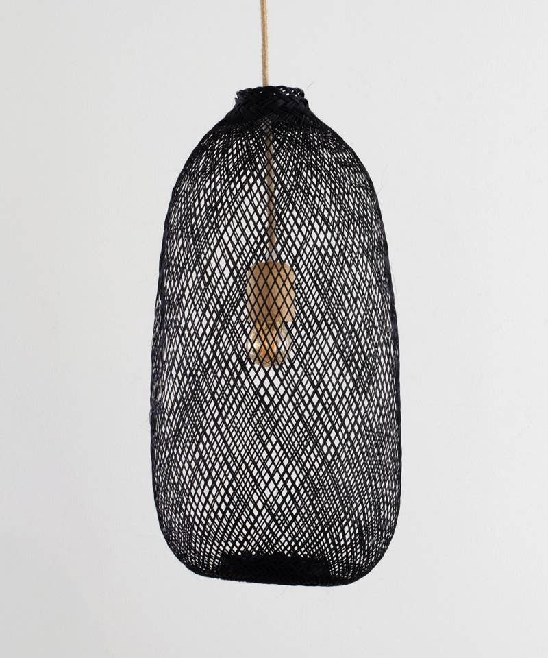 Lanna Passa - Wholesale Chandelier/Hanging Light - Lanna Thai Bamboo Light - Black Shade & Ceiling Version6