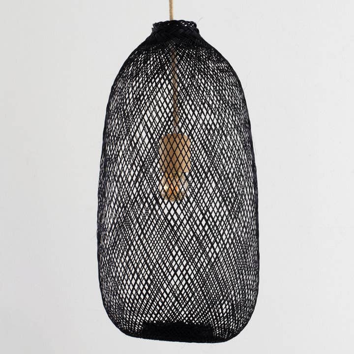 Lanna Passa - Wholesale Chandelier/hanging light - Lanna Thai Bamboo Light - Black Shade & Ceiling Version6