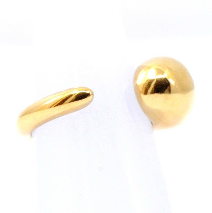 forgyldt Minimalistisk stålring med spejlpoleret dråbeformet afslutning for engroshandel på Faire2