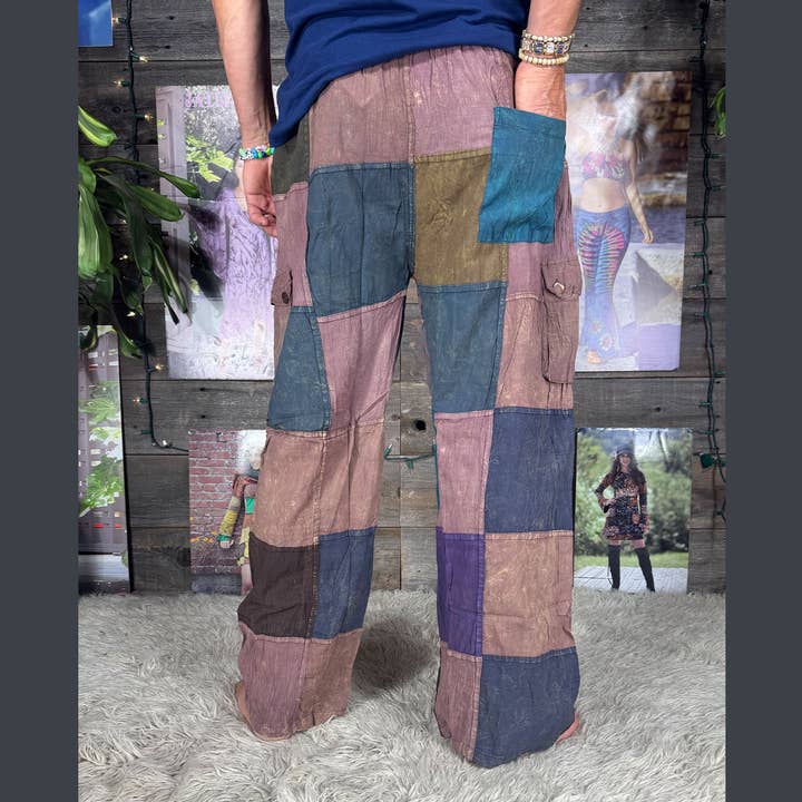 Jayli Clothing - Wholesale Pants - Men's - Cotton Stonewashed Up-Cycled Patchwork 5 Pocket Cargo Pants 8