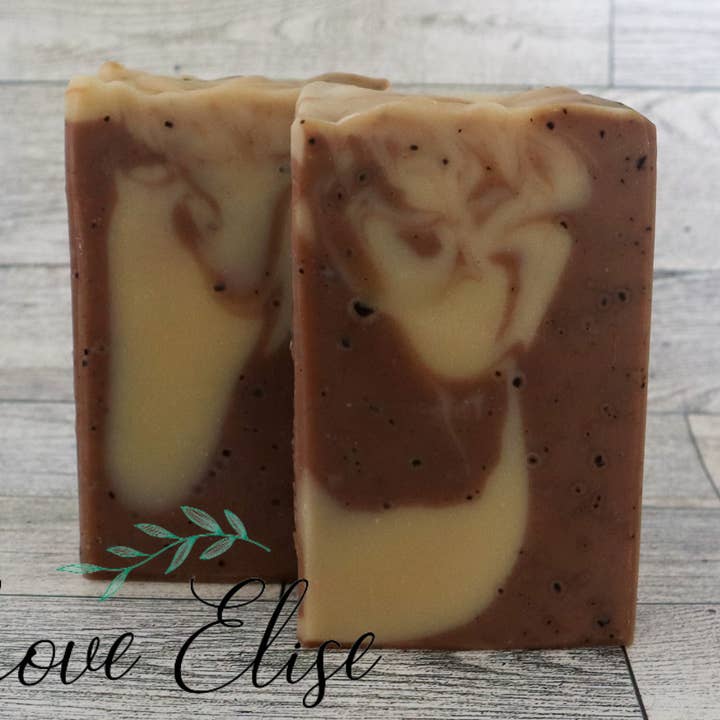 Cocoa Coffee Scrub bar soap for wholesale by Love Elise Soap Company