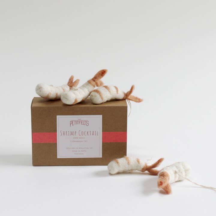 PetitFelts - Wholesale Ornament Set - Shrimp Cocktail Ornament Set